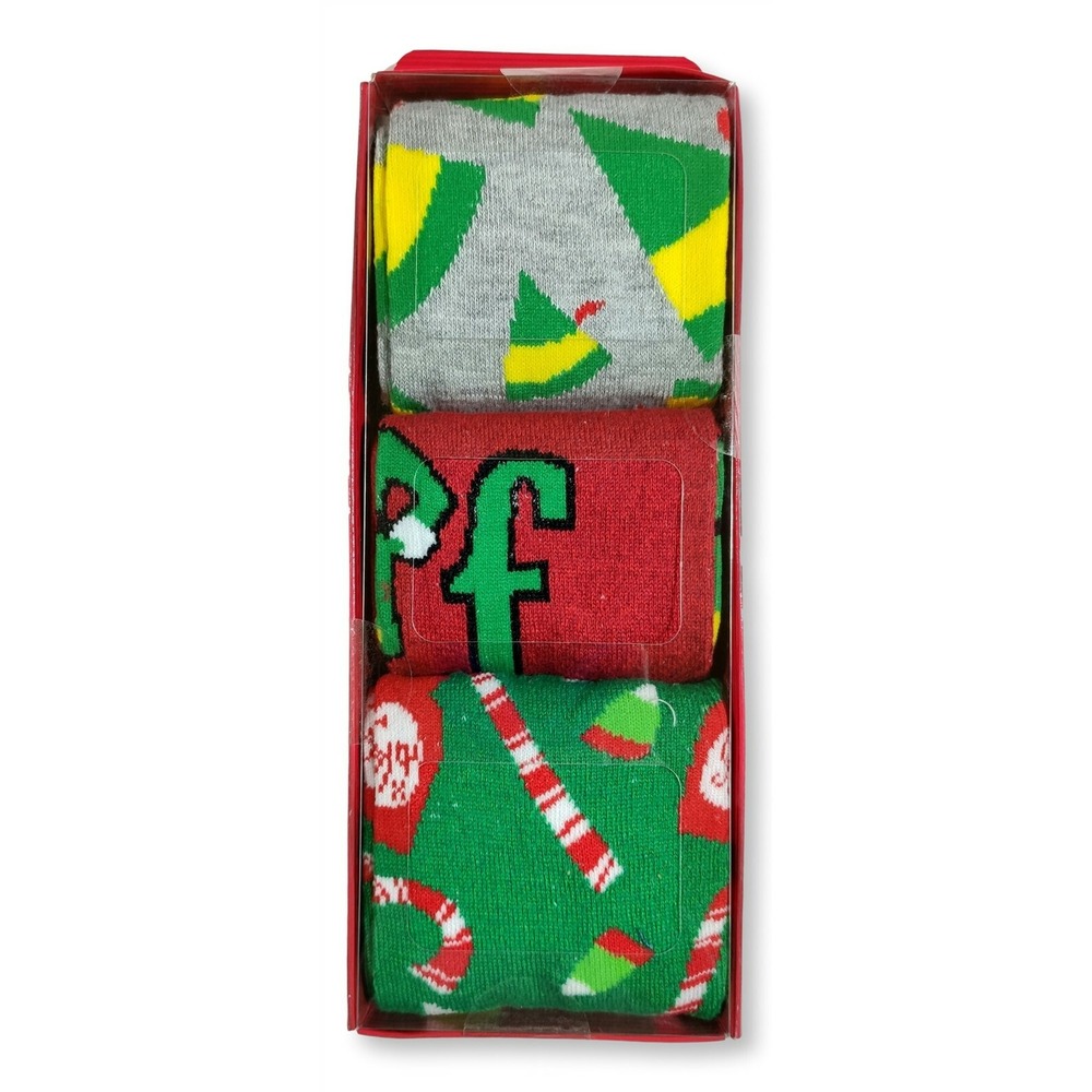 Elf Socks Mens Buddy The Elf 3 Pair Casual Crew Fits Shoe Size 8-12 Christmas